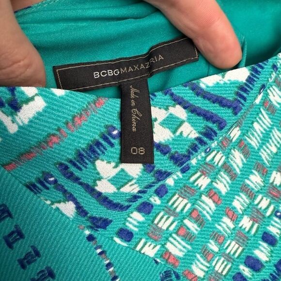 BCBG MAXAZRIA Danela Bluesurf Combo Halted Scarf Dress | US Size 8 - Picture 5 of 6